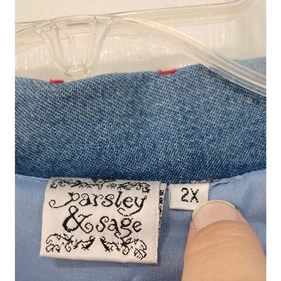 Parsley and Sage Women’s Jacket 2XL Denim Boho Western Embroidered Artsy Art - Picture 4 of 7